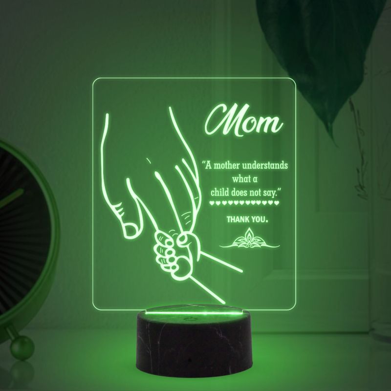 Mom Engraved Led Night Lamp with Automatic Color Changing Light Gift for Mom Birthday & Mothers Day